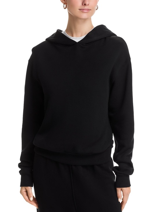 perfectwhitetee Tops - NWT PerfectWhiteTee Heart Fleece Pullover Hoodie True Black Size S